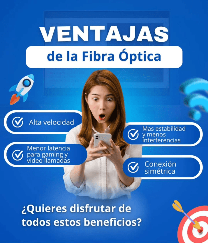 Ventajas de la fibra optica en pieza de Redes Tecno Pro